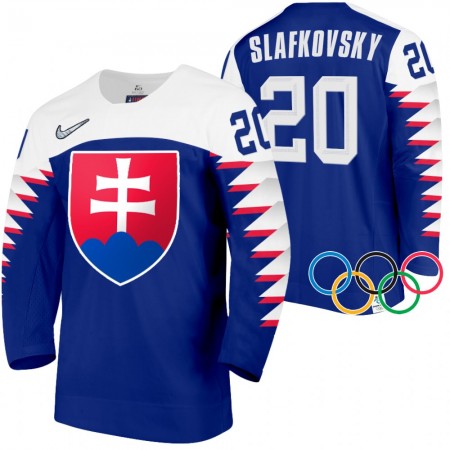 Camisola Eslováquia Juraj Slafkovsky 20 2022 Winter Olympics Navy Authentic - Homem